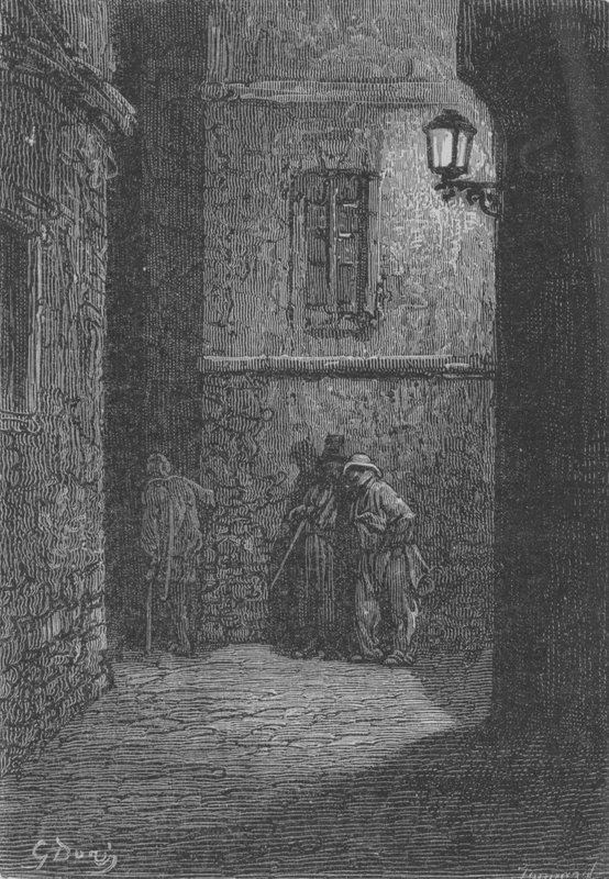 Két éjszakai vándor alkotó: Gustave after Dore