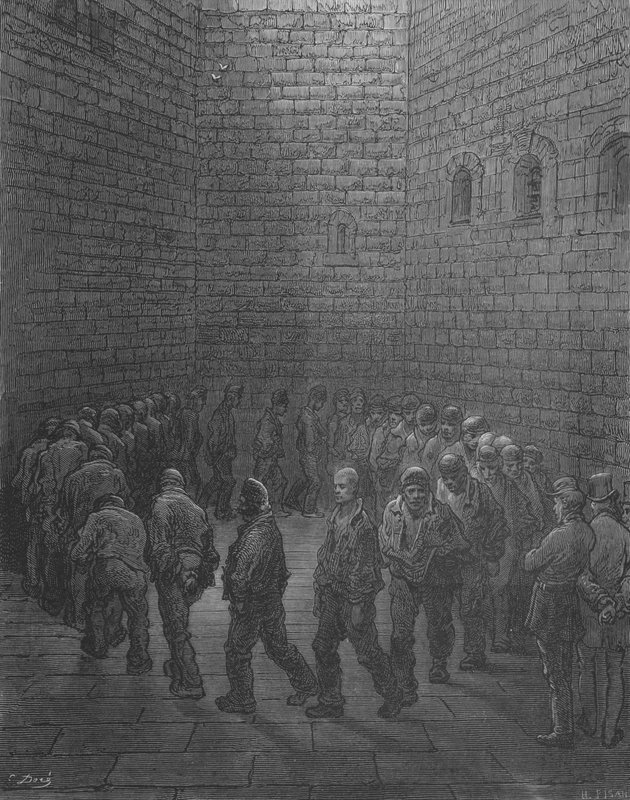 A börtönben, A fogvatartottak sétánya alkotó: Gustave after Dore