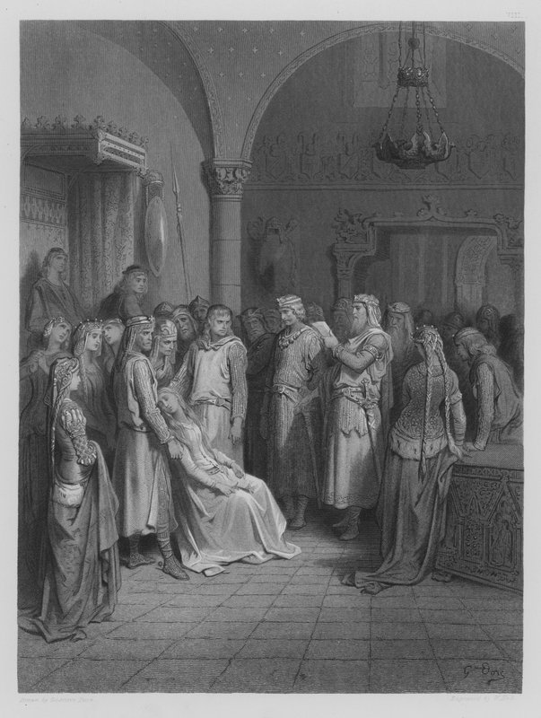 Arthur király Elaine levelét olvassa alkotó: Gustave after Dore