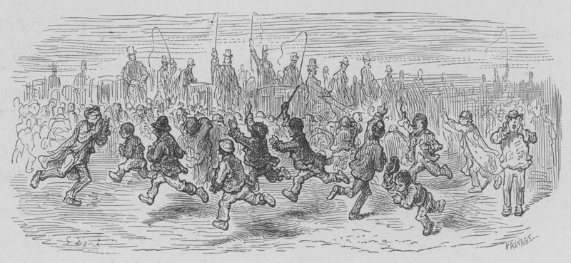Autós sikolyok a nagy derbi verseny után alkotó: Gustave after Dore