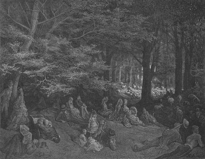 A fák alatt, a Regents Parkban alkotó: Gustave after Dore