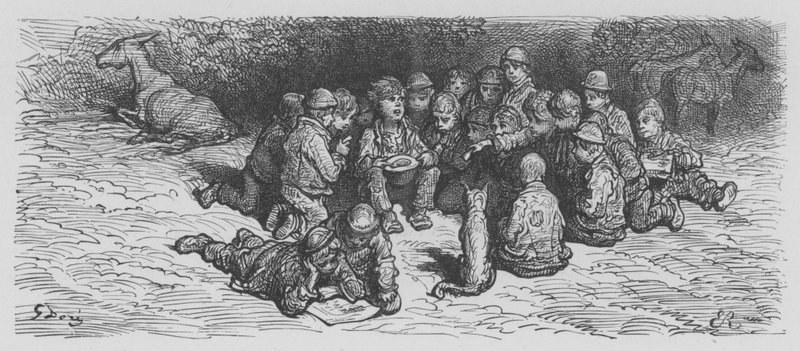 Egy tyúk a gyerekek között, Derby Day alkotó: Gustave after Dore
