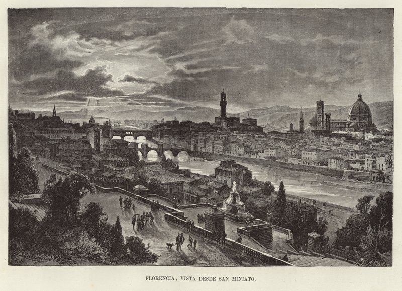 Firenze, kilátás a San Miniatóból alkotó: Gustave Bauernfeind