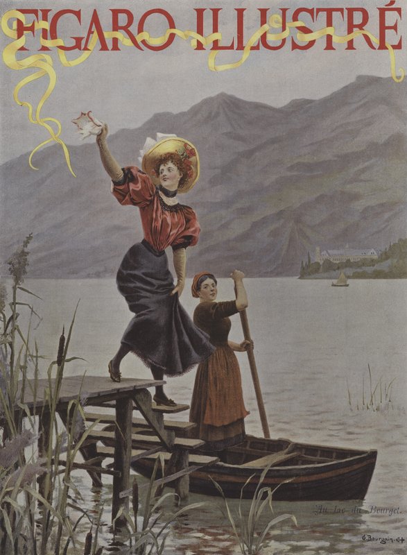 A Bourget-tónál. A Le Figaro Illustre borítója, 1895. szeptember alkotó: Gustave Bourgain