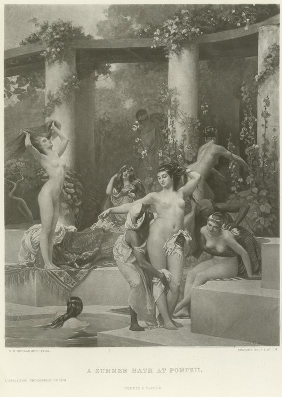Nyári fürdő Pompejiben (mélynyomás) alkotó: Gustave Clarence Rodolphe Boulanger
