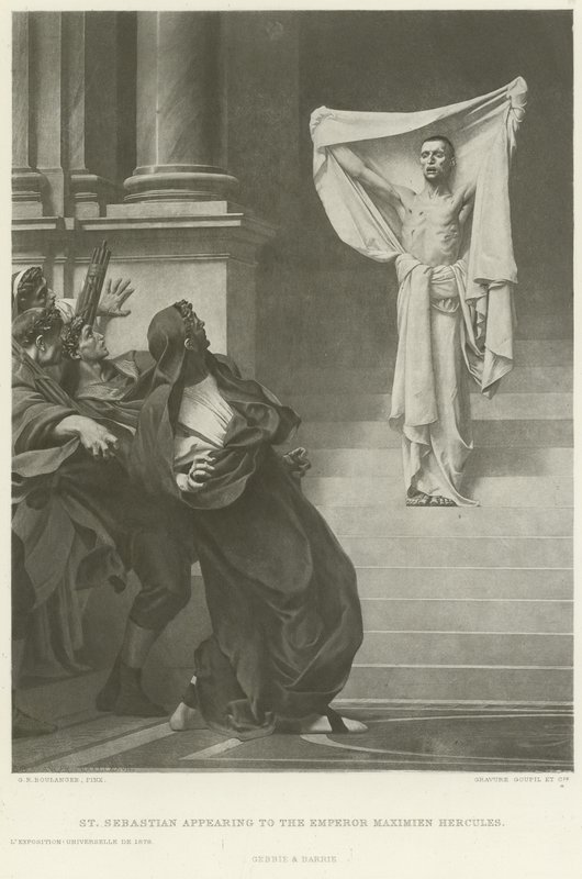 Szent Sebestyén megjelenése Maximien Hercules császárnak (mélynyomás) alkotó: Gustave Clarence Rodolphe Boulanger