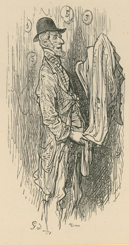 Egy férfi, aki szövetet tart alkotó: Gustave Dore