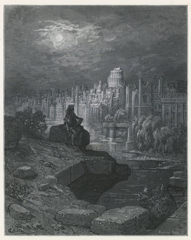 Egy új-zélandi utazó, aki London romjain elmélkedik alkotó: Gustave Dore