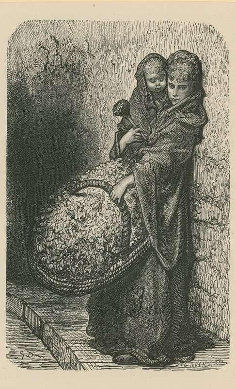 Egy nő virágot árul alkotó: Gustave Dore