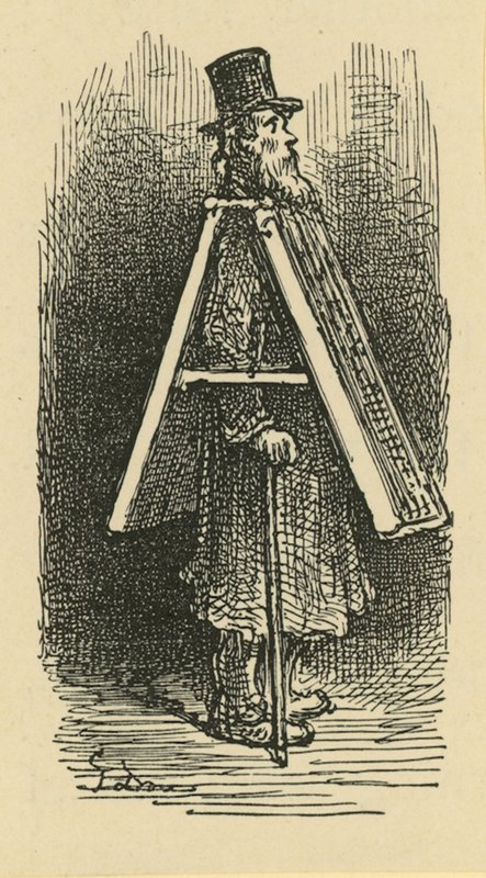 Egy szendvicsembert ábrázoló illusztráció alkotó: Gustave Dore