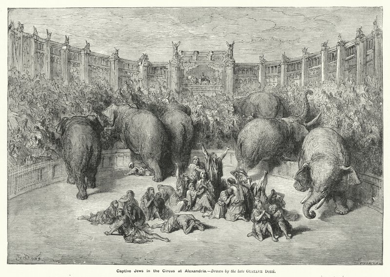 Fogoly zsidók az alexandriai cirkuszban (metszet) alkotó: Gustave Dore