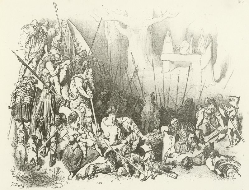 Druida istentisztelet – Emberáldozat (mélynyomás) alkotó: Gustave Dore