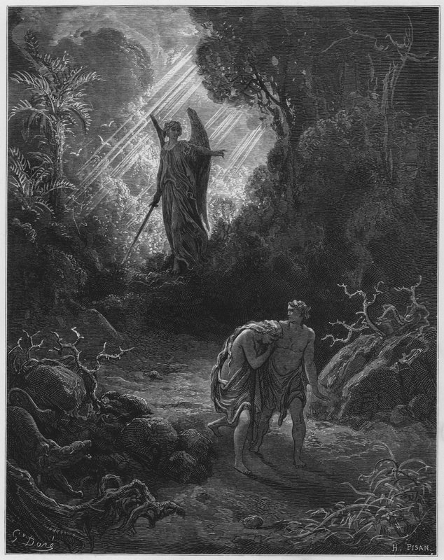 Gustave Dore Biblia: Ádám és Éva kiűzve az Édenből alkotó: Gustave Dore