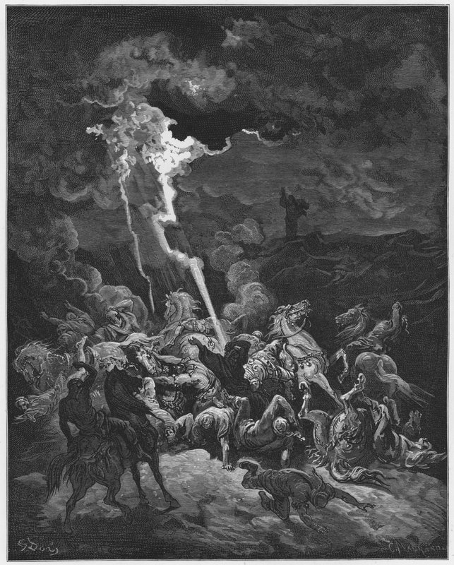 Gustave Dore Biblia: Illés tűzzel pusztítja el Akházia hírnökeit alkotó: Gustave Dore