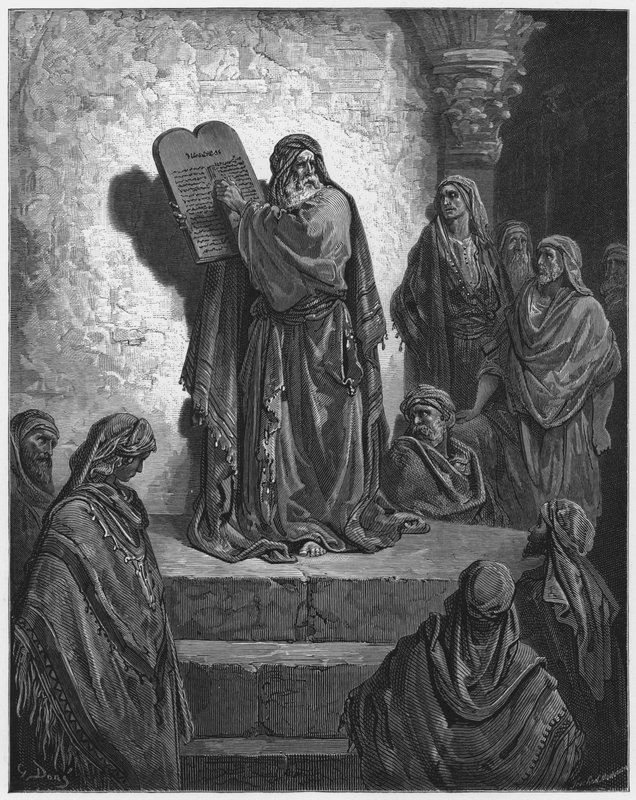 Gustave Dore Biblia: Ezra a nép hallatára olvassa a törvényt alkotó: Gustave Dore