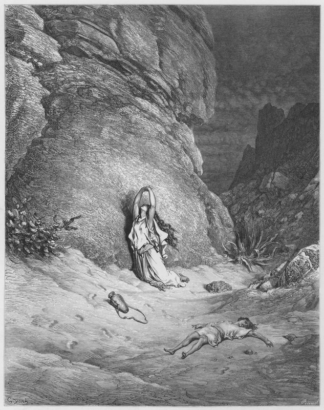 Gustave Dore Biblia: Hágár és Izmael a sivatagban alkotó: Gustave Dore