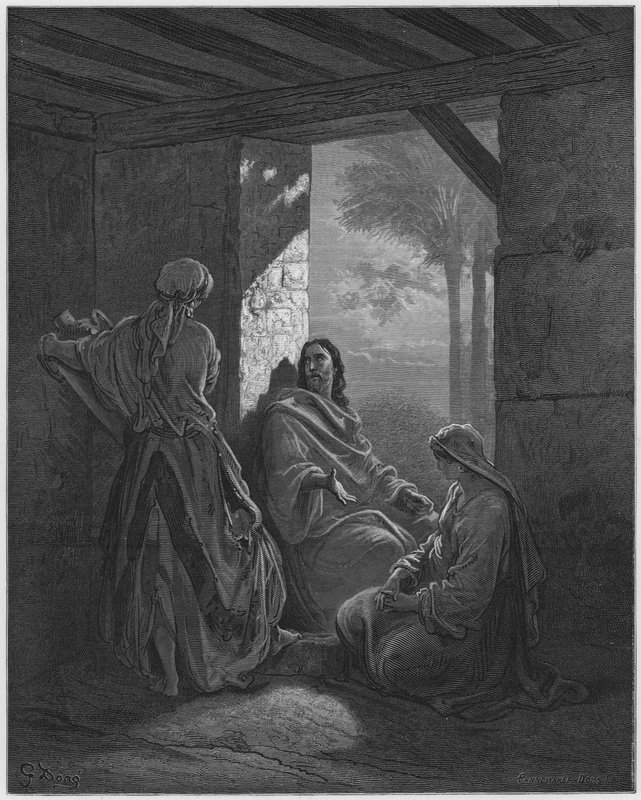 Gustave Dore Biblia: Jézus Márta és Mária házában alkotó: Gustave Dore