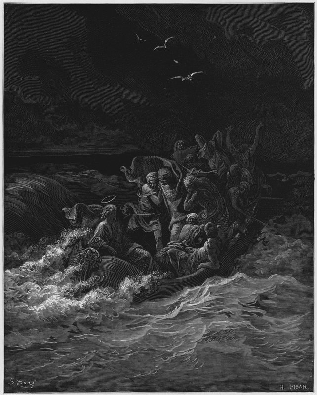 Gustave Dore Biblia: Jézus csillapítja a vihart alkotó: Gustave Dore
