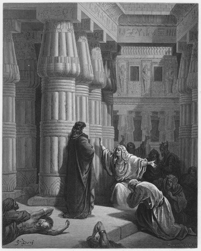 Gustave Dore Biblia: Az egyiptomiak felszólítják Mózest, hogy távozzon alkotó: Gustave Dore