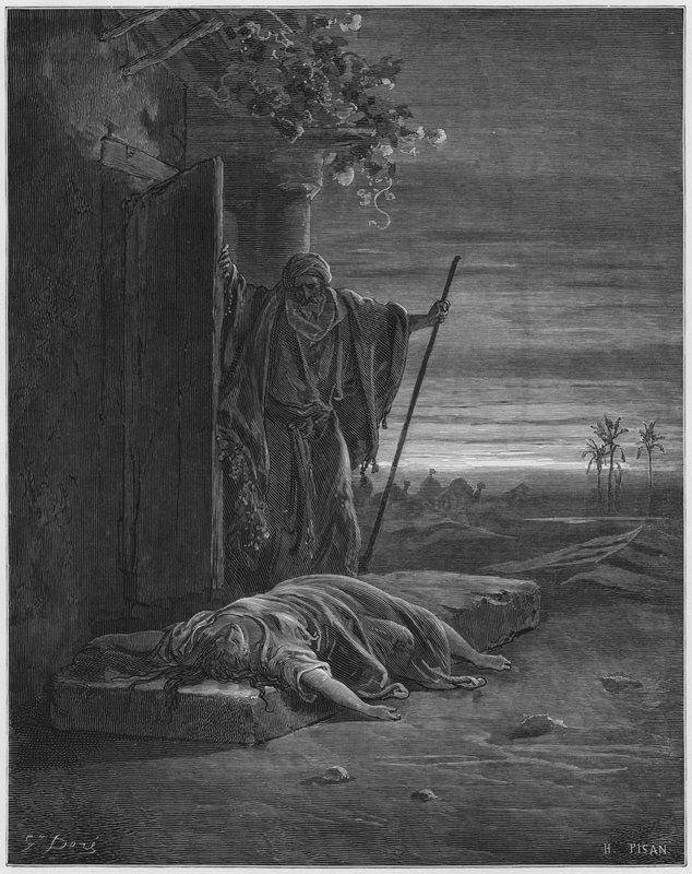 Gustave Dore Biblia: A levita megtalálja a nő holttestét alkotó: Gustave Dore