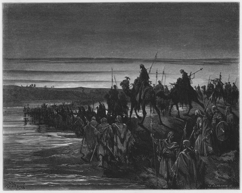 Gustave Dore Biblia: Izrael fiai átkelnek a Jordánon alkotó: Gustave Dore