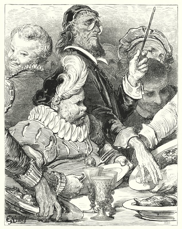 Gustave Dore Don Quijote: "Absit!" kiáltott az orvos" (metszet) alkotó: Gustave Dore