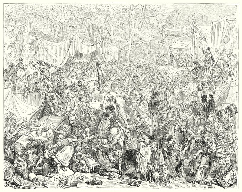 Gustave Dore Don Quijote: "Don Quijote érkezése Camacho és Quiteria esküvőjére" (metszet) alkotó: Gustave Dore