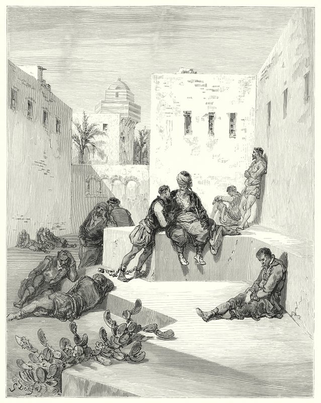 Gustave Dore Don Quijote: "Végre elhatároztam, hogy megbízom egy murciai renegátban, aki nagyszerű bizonyítékokat mutatott nekem kedvességéről" (metszet) alkotó: Gustave Dore