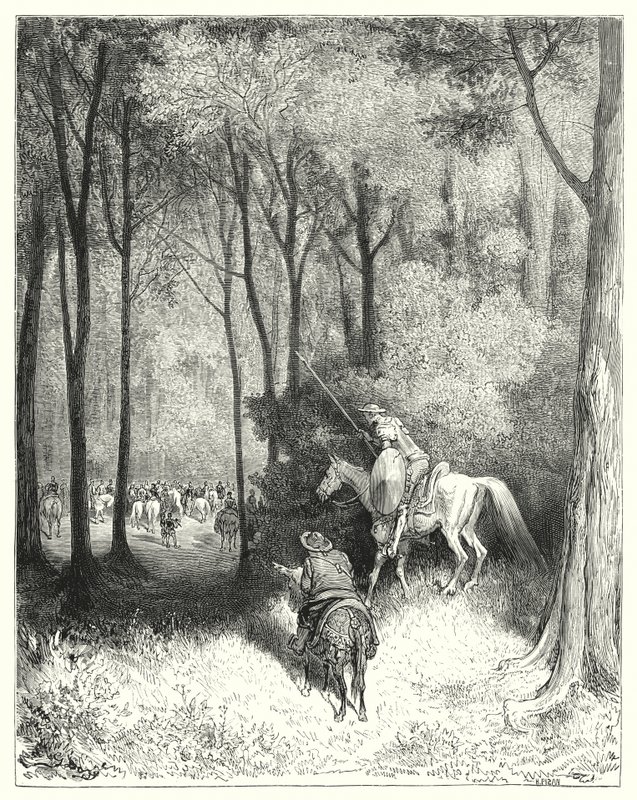 Gustave Dore Don Quijote: "Don Quijote egy céget írt le, akit közelebbről nézve minőségi személyeknek ítélt" (metszet) alkotó: Gustave Dore