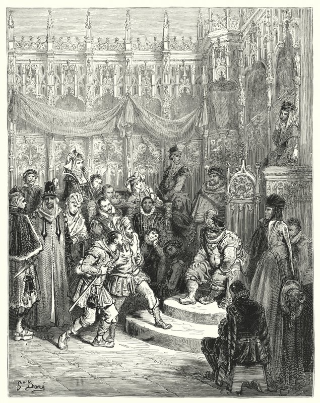 Gustave Dore Don Quijote: "Sancho Panza kormányzó igazságot szolgáltat" (metszet) alkotó: Gustave Dore