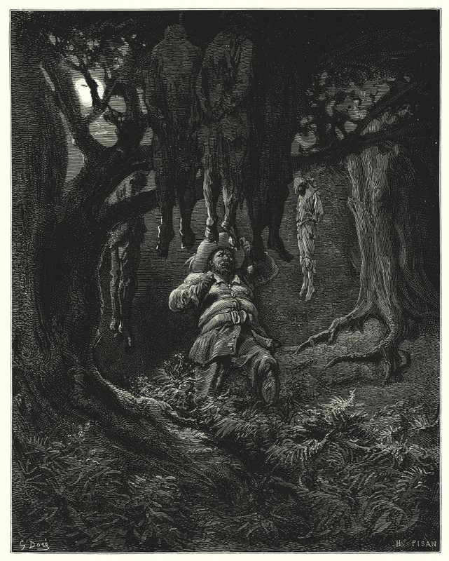 Gustave Dore Don Quijote: "Segítségért kiáltott Don Quijotéhez" (metszet) alkotó: Gustave Dore