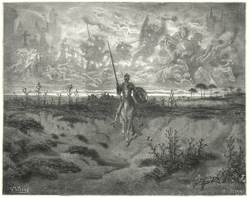 Gustave Dore Don Quijote: „Majdnem egész nap utazott” (metszet) alkotó: Gustave Dore