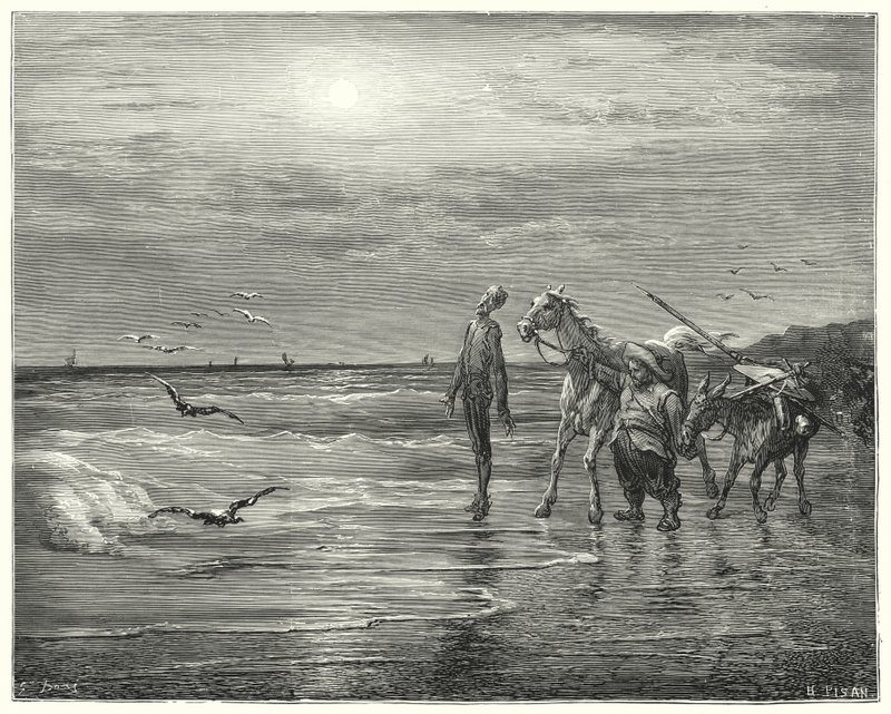 Gustave Dore Don Quijote: "Itt esett a boldogságom, hogy soha többé nem támadok fel" (metszet) alkotó: Gustave Dore