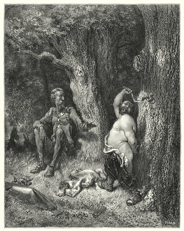 Gustave Dore Don Quijote: "Tartsd meg!" kiáltott: "Sancho barát, tartsd meg karod dühét" (metszet) alkotó: Gustave Dore