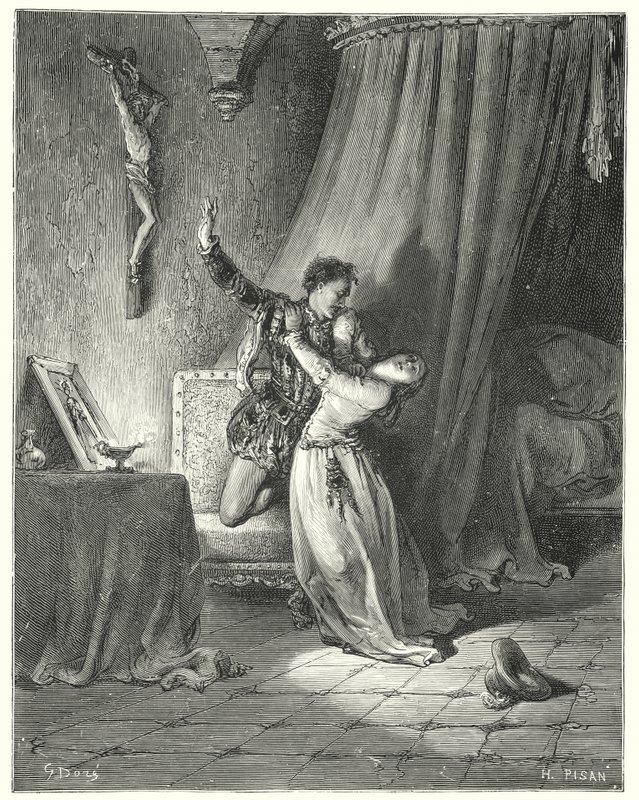 Gustave Dore Don Quijote: "E pillanatban a tiéd vagyok, gyönyörű Dorothea: lásd, odaadom a kezem, hogy a tiéd legyen" (metszet) alkotó: Gustave Dore
