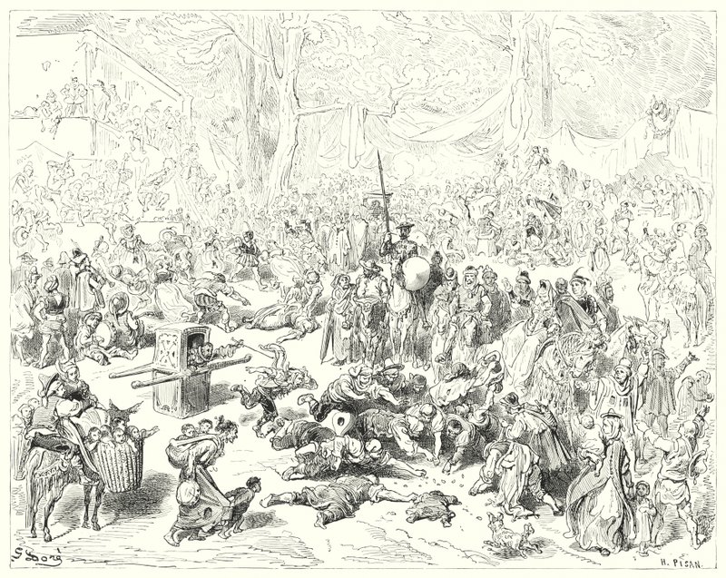 Gustave Dore Don Quijote: "Szegény Sancho nehéz szívvel követte gazdáját" (metszet) alkotó: Gustave Dore