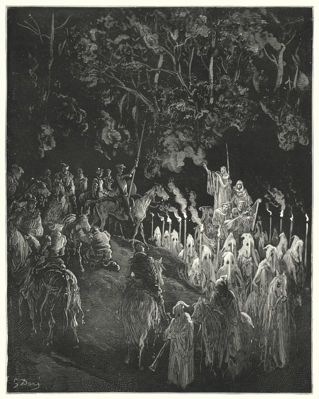 Gustave Dore Don Quijote: "A ruhás alak felállt" (metszet) alkotó: Gustave Dore