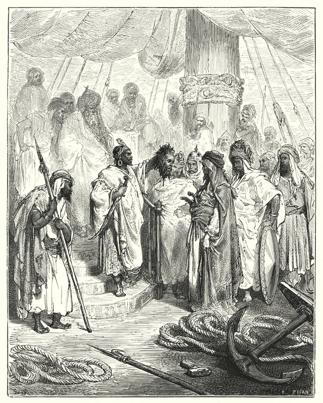 Gustave Dore Don Quijote: "Levágták a fejét, és elvitték a török tábornoknak" (metszet) alkotó: Gustave Dore