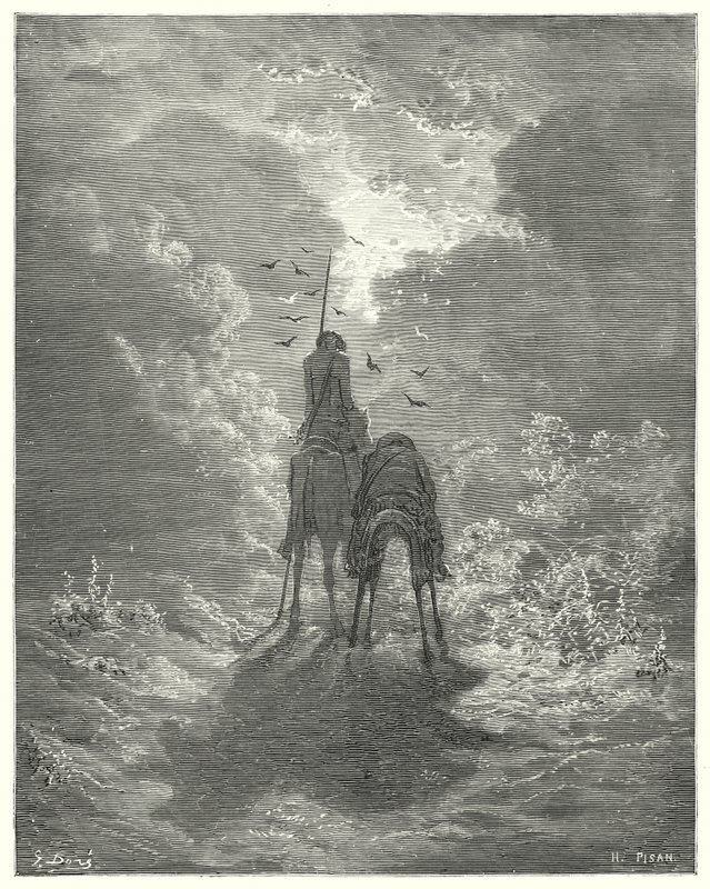 Gustave Dore Don Quijote: „Olyan mélyen aludtunk, mintha négy tollágy lenne alattunk” (metszet) alkotó: Gustave Dore