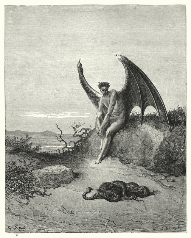 Illusztráció: Gustave Dore: Miltons Paradise Lost, IX. könyv, 182., 183. sor alkotó: Gustave Dore