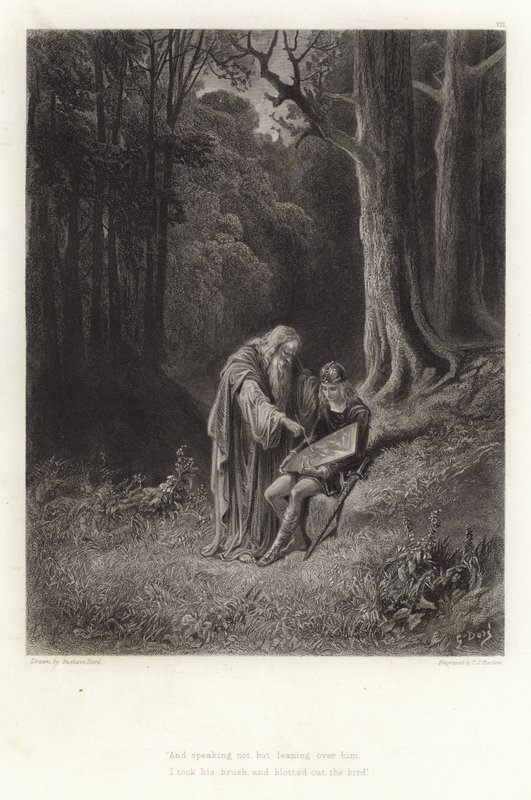 Alfred Tennyson illusztrációja Vivien számára alkotó: Gustave Dore