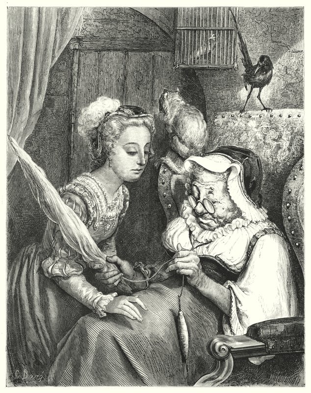 La Belle Au Bois Dormant; Csipkerózsika (metszet) alkotó: Gustave Dore