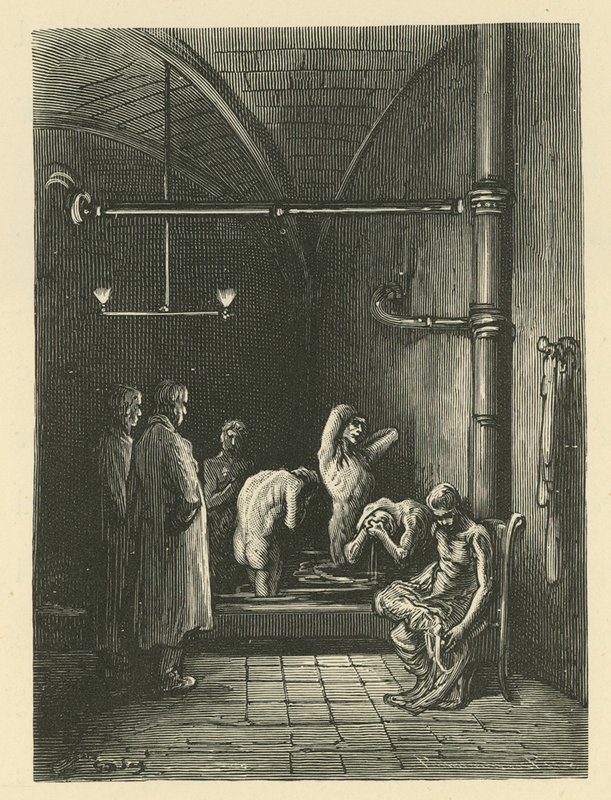 Férfiak a fürdőben a Menedékházban alkotó: Gustave Dore