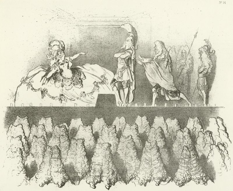 Racine a versailles-i udvar előtt 1695 (mélynyomás) alkotó: Gustave Dore