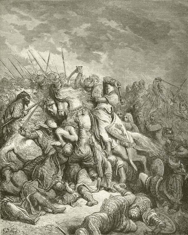 Richárd az arsuri csatában alkotó: Gustave Dore