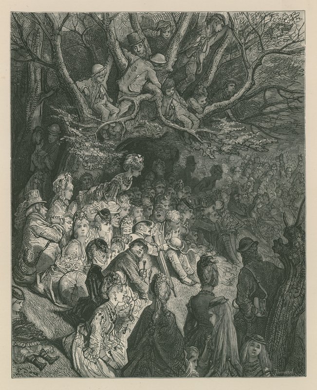 Nézők, akik hajóversenyt néznek a folyópartról alkotó: Gustave Dore