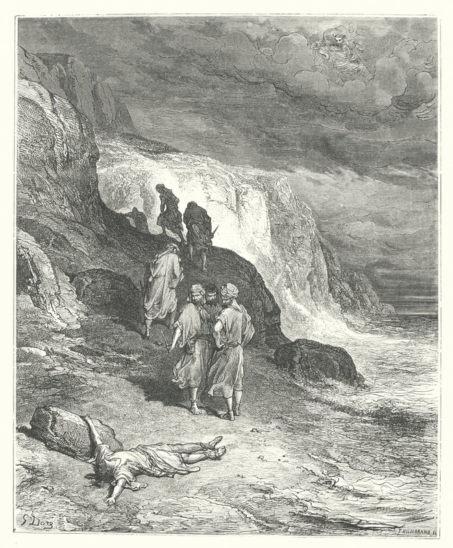 La Fontaine meséi: Fontaine: Jupiter és az utazó (metszet) alkotó: Gustave Dore