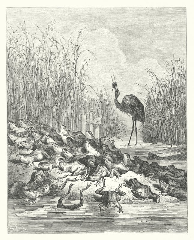 La Fontaine meséi: A békák, akik királyt kértek (metszet) alkotó: Gustave Dore