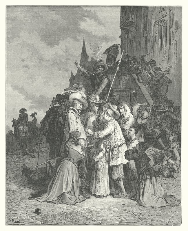 La Fontaine meséi: A keselyűk és a galambok (metszet). alkotó: Gustave Dore