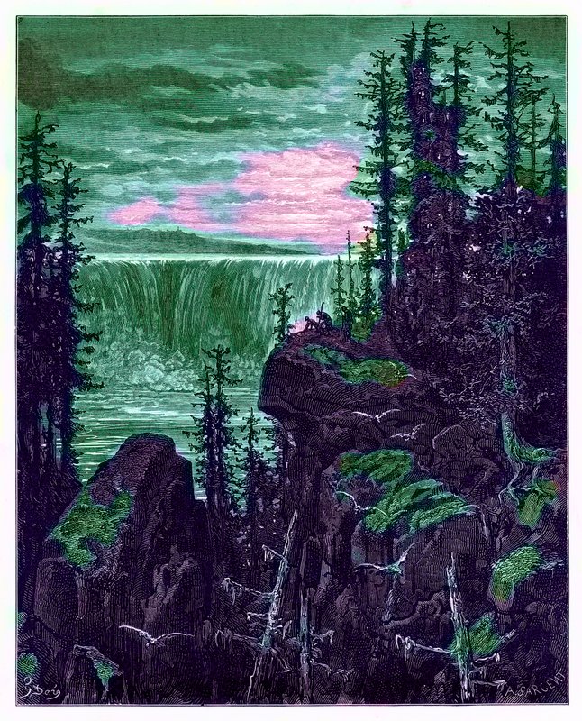 The Falls of Niagara, illusztráció a „The Dore Gallery”-ből, A. Sargent metszete, megjelent 1890 körül (digitálisan javított kép) alkotó: Gustave Dore